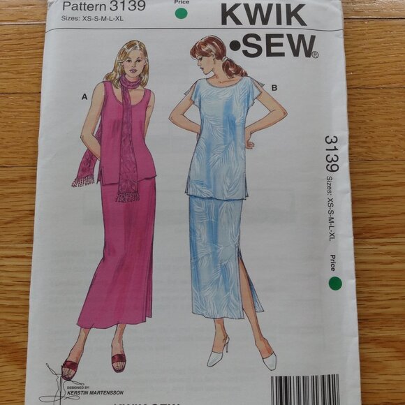 Vintage Tops & Skirts Sewing Pattern XS-XL UNCUT Kwik Sew 3139 Easy - Picture 10 of 10